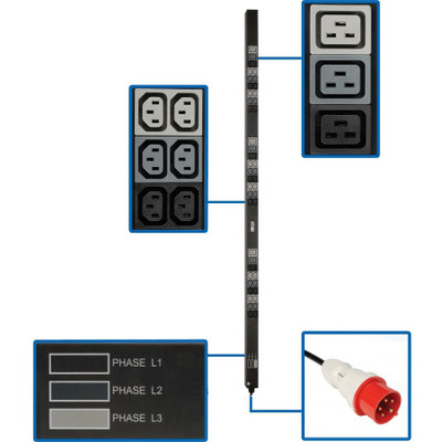 Tripp Lite PDU 3-Phase Basic 208-240V 8.6kW 36 C13 9 C19 16/20A 70in 0URM