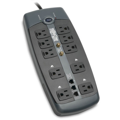 Tripp Lite Protect It! 10-Outlet Surge Protector 8 ft. (2.43 m) Cord 3345 Joules Tel/Modem/Coaxial Protection