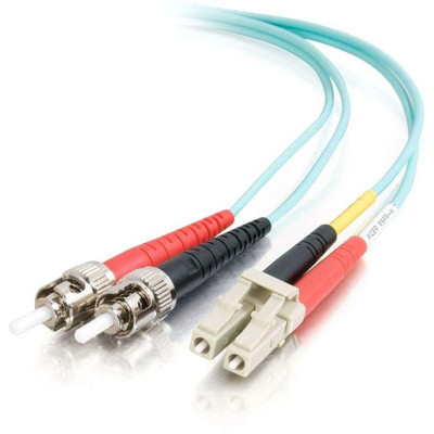 C2G-7m LC-ST 10Gb 50/125 OM3 Duplex Multimode PVC Fiber Optic Cable (USA-Made) - Aqua