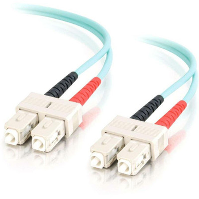 C2G 1m SC-SC 10Gb 50/125 OM3 Duplex Multimode PVC Fiber Optic Cable (USA-Made) - Aqua