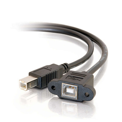 C2G 1 ft Panel-Mount USB 2.0 B Female to B Male Cable