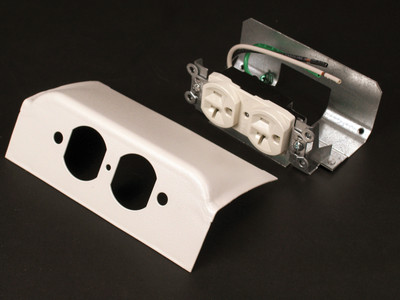 Wiremold DSDWNDQ-DV Downward Duplex Device Plate Fitting With One Duplex Installed in Fog White