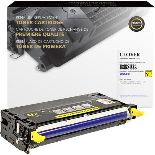 Clover Technologies Remanufactured High Yield Laser Toner Cartridge - Alternative for Xerox 106R01394, 106R01390, 106R1390, 106R1394 - Yellow - 1 Pack