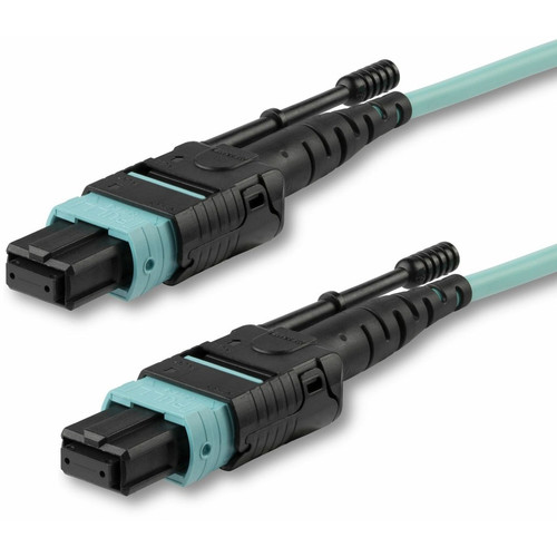 StarTech MPO12PL5M 5m (15ft) MTP(F)/PC OM3 Multimode Fiber Optic Cable, 12F Type-A, OFNP, 50/125&micro;m LOMMF, 40G Networks - MPO Fiber Patch Cord