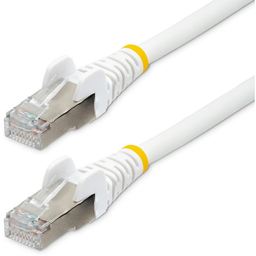 StarTech NLWH-15F-CAT6A-PATCH 15ft CAT6a Ethernet Cable, White Low Smoke Zero Halogen (LSZH) 10 GbE 100W PoE S/FTP Snagless RJ-45 Network Patch Cord