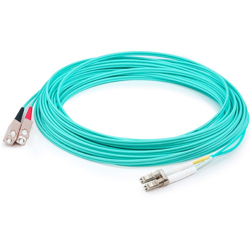 AddOn ADD-SC-LC-25M5OM3 25m LC (Male) to SC (Male) Aqua OM3 Duplex Fiber OFNR (Riser-Rated) Patch Cable