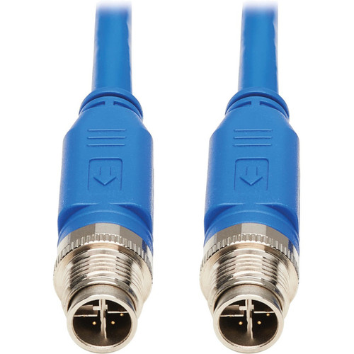 Tripp Lite NM12-601-01M-BL M12 X-Cat6 1G UTP CMR-LP Ethernet Cable (M/M), IP68, PoE, Blue, 1 m (3.3 ft.)