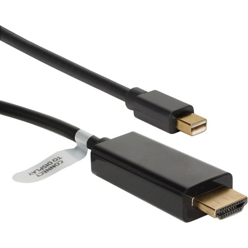 QVS MDPH-06BK 6ft Mini DisplayPort/Thunderbolt to HDMI Digital Video Black Cable