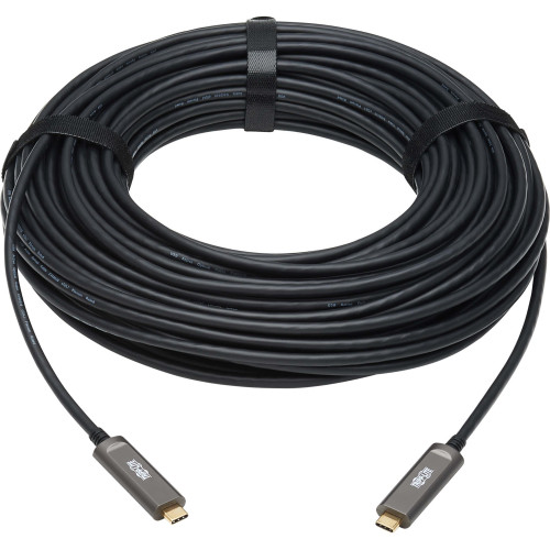 Tripp Lite U420F-30M-D3 USB-C AOC Cable (M/M) USB 3.2 Gen 2 (10 Gbps) Plenum-Rated Fiber Active Optical Cable Data Only Black 30 m (98 ft.)