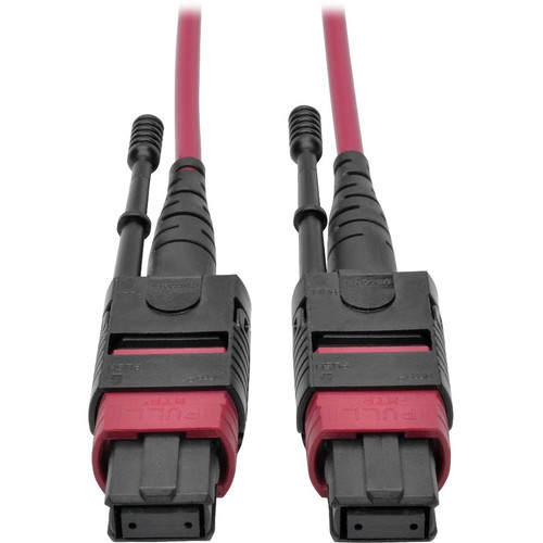 Tripp Lite N845-01M-12-MG 100G MTP/MPO Multimode OM4 Plenum-Rated Fiber Optic Cable (F/F), 12 Fiber, 40/100GBASE-SR4, Push/Pull Tabs, Magenta, 1 m