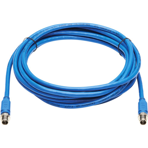 Tripp Lite NM12-6A1-05M-BL M12 X-Cat6a 10G F/UTP CMR-LP Shielded Ethernet Cable (M/M), IP68, PoE, Blue, 5 m (16.4 ft.)