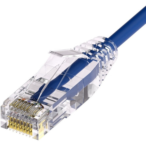 UNC CS6A-10F-BLU ClearFit Slim 28AWG Cat6A Patch Cable, Snagless, Blue, 10ft