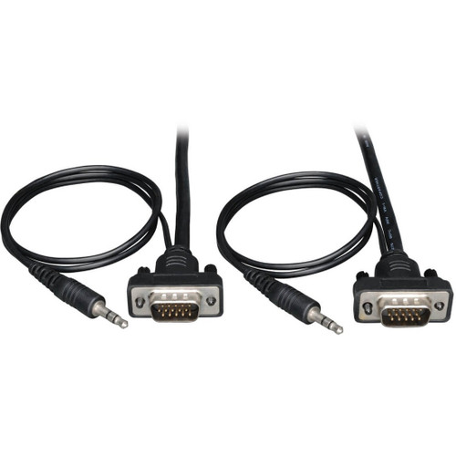 Tripp Lite P504-003-SM Low-Profile High Resolution SVGA/VGA Monitor Cable with Audio and RGB Coaxial (HD15 M/M) 3 ft. (0.91 m)
