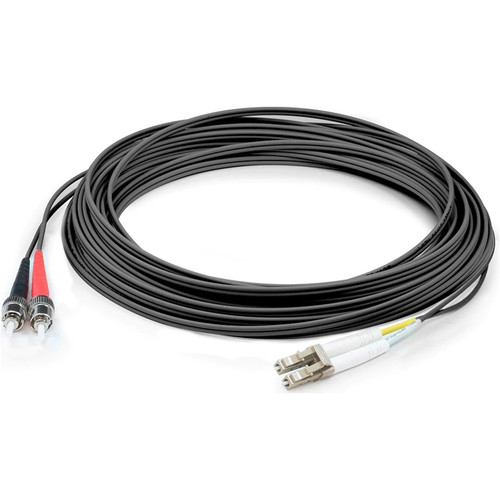 AddOn ADD-ST-LC-2M5OM3-BK 2m LC (Male) to ST (Male) Black OM3 Duplex Plenum-Rated Fiber Patch Cable