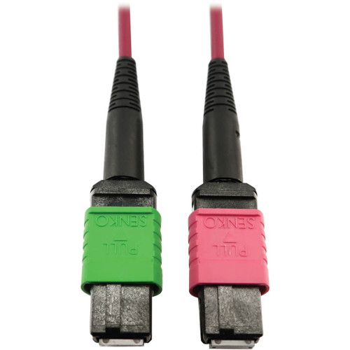 Tripp Lite N846D-01M-16BMG 400G Multimode 50/125 OM4 Plenum Fiber Optic Cable 16F MTP/MPO-APC to MTP/MPO-UPC (F/F) Magenta 1 m