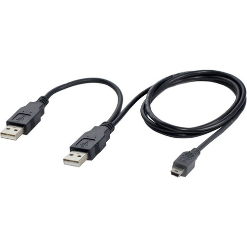 SYBA Multimedia CL-CAB20042 Double Strength USB Y Cable Combines Two Type-A Ports into a Mini-b 5-Pin, Black