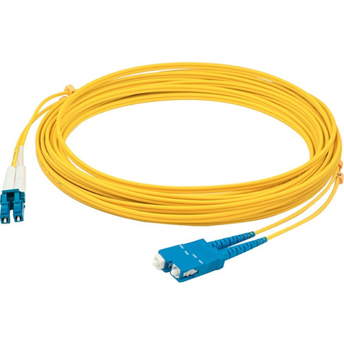 AddOn ADD-SC-LC-2M9SMF-TAA 2m LC (Male) to SC (Male) Yellow OS2 Duplex Fiber TAA Compliant OFNR (Riser-Rated) Patch Cable