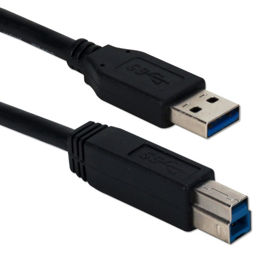 QVS CC2219C-10BK 10ft USB 3.0/3.1 Compliant 5Gbps Type A Male to B Male Black Cable