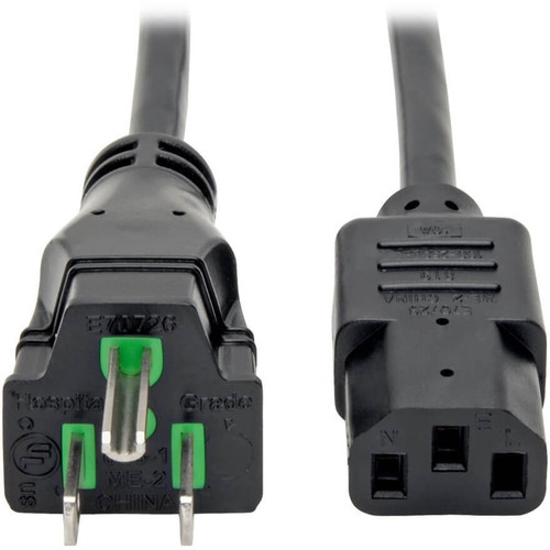 Tripp Lite Hospital-Grade Power Cord NEMA 5-15P to C13 Green Dot 15A 125V 14 AWG 25 ft. (7.62 m) Black