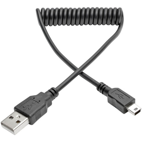 Tripp Lite U030-006-COIL 6ft Hi-Speed USB 2.0 to Mini-B Cable Coiled USB A-Mini-B M/M 6'