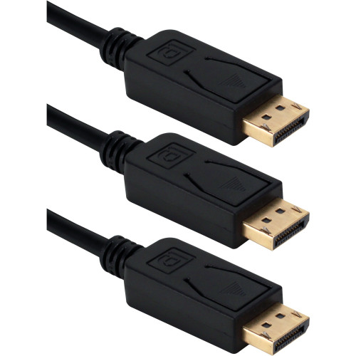 QVS DP-10-3PK 3-Pack 10ft DisplayPort Digital A/V UltraHD 4K Black Cable with Latches