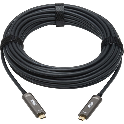 Tripp Lite U420F-10M-D321 USB-C AOC Cable (M/M) USB 3.2 Gen 2 (10 Gbps) Plenum-Rated Fiber Active Optical Cable Data Only Backward Compatible Black 10 m (33 ft.)