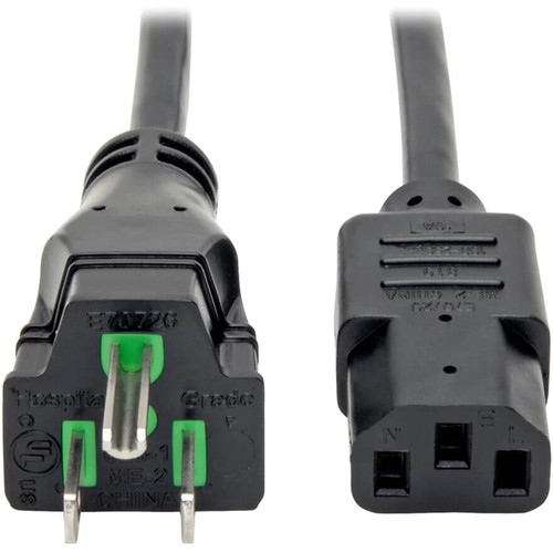 Tripp Lite Hospital-Grade Power Cord NEMA 5-15P to C13 Green Dot 10A 125V 18 AWG 3 ft. (0.91 m) Black