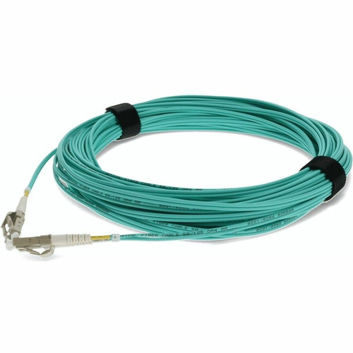 AddOn ADD-LC-LC-11M5OM4 11m LC (Male) to LC (Male) Straight Aqua OM4 Duplex OFNR (Riser-Rated) Fiber Patch Cable