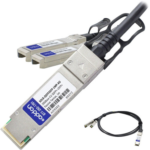 AddOn SOLR-QSFP2SFP-1MP-AO Solarflare SOLR-QSFP2SFP-1MP Compatible TAA Compliant 20GBase-CU QSFP+ to 2xSFP+ Direct Attach Cable (Passive Twinax, 1m)