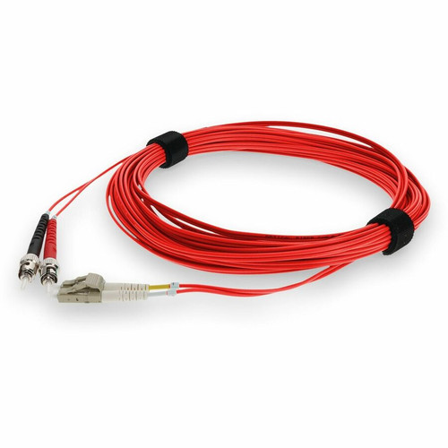 AddOn ADD-ST-LC-2M5OM3-RD 2m LC (Male) to ST (Male) Red OM3 Duplex Plenum-Rated Fiber Patch Cable