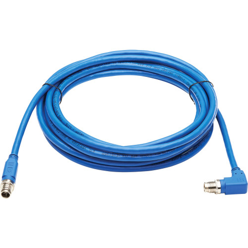 Tripp Lite NM12-6A3-03M-BL M12 X-Cat6a 10G F/UTP CMR-LP Shielded Ethernet Cable (Right-Angle M/M), IP68, PoE, Blue, 3 m (9.8 ft.)