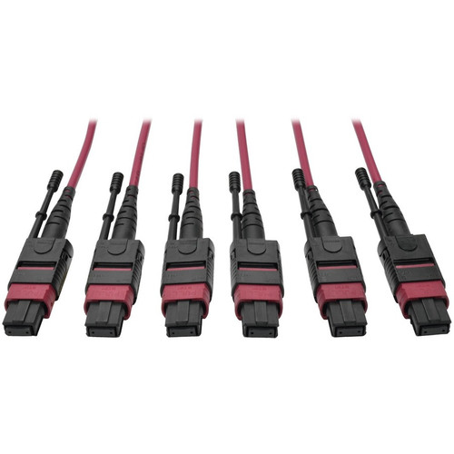 Tripp Lite N858-61M-3X8-MG MTP/MPO Multimode Base-8 Trunk Cable 24-Strand 40GB/100GB 40/100GBASE-SR4 OM4 Plenum-Rated (3xF/3xF) Push/Pull Tab Magenta 61 m (200 ft.)