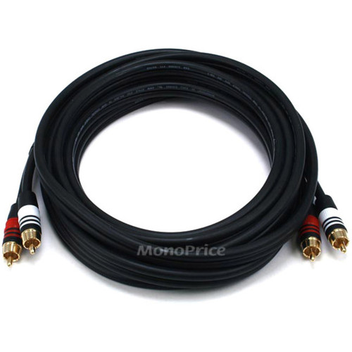 Monoprice 5348 15ft Premium 2 RCA Plug/2 RCA Plug M/M 22AWG Cable - Black