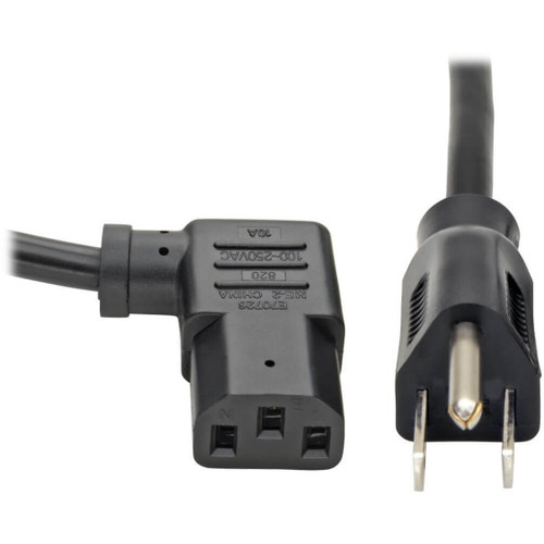 Tripp Lite Computer Power Cord NEMA 5-15P to Right-Angle C13 10A 125V 18 AWG 14 ft. (4.27 m) Black