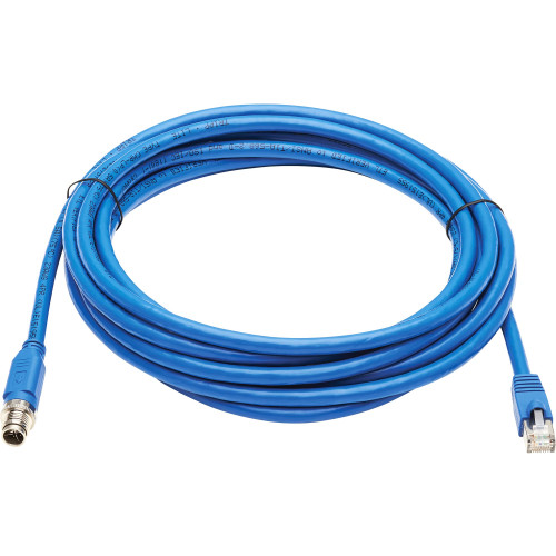 Tripp Lite NM12-6A2-10M-BL M12 X-Cat6a 10G F/UTP CMR-LP Shielded Ethernet Cable (M12 M/RJ45 M) IP68 PoE Blue 10 m (32.8 ft.)