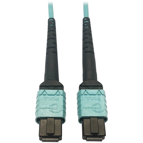 Tripp Lite N846D-01M-24AAQ 400G Multimode 50/125 OM4 Plenum-Rated Fiber Optic Cable 24F MTP/MPO-PC (F/F) Aqua 1 m