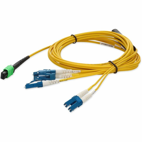 AddOn MTP-4LC-S3M-AO 3m Networks MTP-4LC-S3M Compatible MPO (Female) to 8xLC (Male) 8-Strand Yellow OS2 OFNR (Riser-Rated) Fiber Fanout Cable