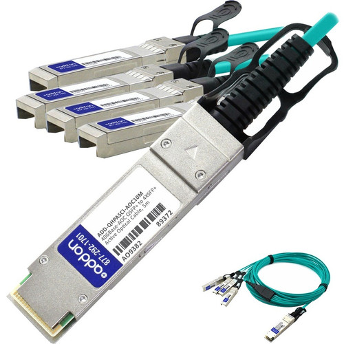 AddOn ADD-QHPASCI-AOC10M 721073-B21 to SFP-10G-AOC10M Compatible TAA Compliant 40GBase-AOC QSFP+ to 4xSFP+ Direct Attach Cable (850nm, MMF, 10m)