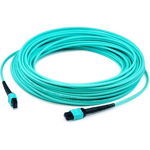 AddOn ADD-MPOMPO-4M5OM4S 4m MPO (Female) to MPO (Female) 12-Strand Aqua OM4 Straight Fiber OFNR (Riser-Rated) Patch Cable