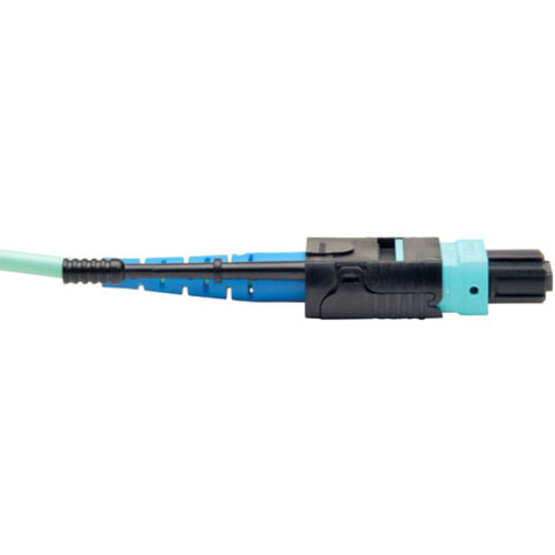 Tripp Lite N846-01M-24-P 100G MTP/MPO Multimode OM3 Plenum-Rated Fiber Optic Cable (CXP) 24 Fiber 100GBASE-SR10 Push/Pull Tabs Aqua 1 m