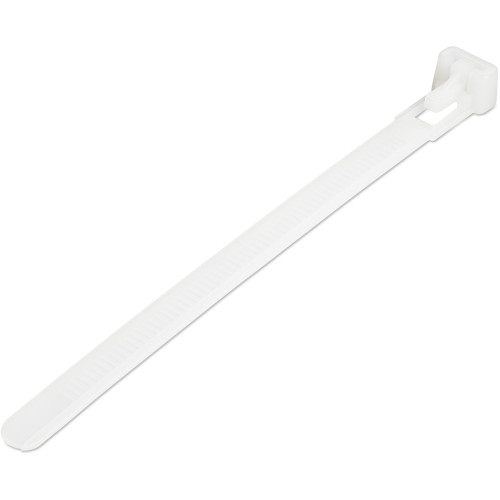 StarTech 5"(12cm) Reusable Cable Ties - 1-1/8"(30mm) Dia. 50lb(22Kg) Tensile Strength - Nylon - In/Outdoor - UL Listed - 100 Pack - White