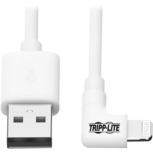 Tripp Lite M100-003-LRA-WH USB-A to Right-Angle Lightning Sync/Charge Cable MFi Certified White M/M USB 2.0 3 ft. (0.91 m)