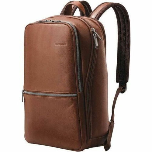 Samsonite SAM Classic Leather Carrying Case (Backpack) for 14.1" Notebook, Gear, Passport, Headphone, Accessories - Cognac