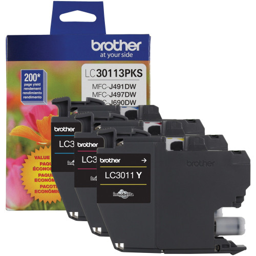 Brother LC30113PKS Original Standard Yield Inkjet Ink Cartridge - Tri-pack - Cyan, Magenta, Yellow - 2 / Pack