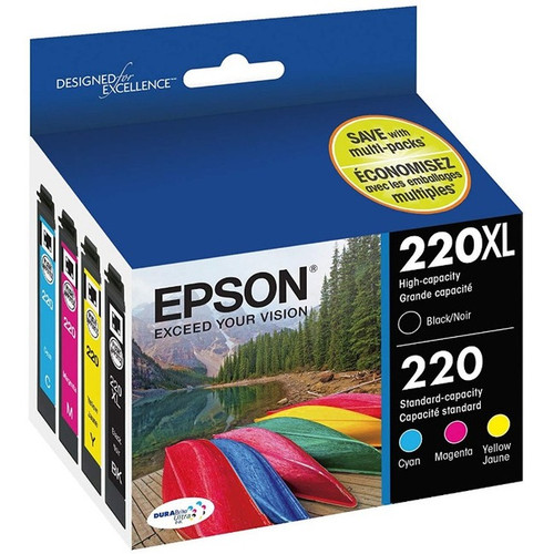 Epson DURABrite Ultra 220XL High/Standard Yield Inkjet Ink Cartridge - Combo Pack - Yellow, Cyan, Magenta, Black - 4 / Pack