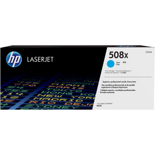 HP 508X (CF361X) Original High Yield Laser Toner Cartridge - Single Pack - Cyan - 1 Each