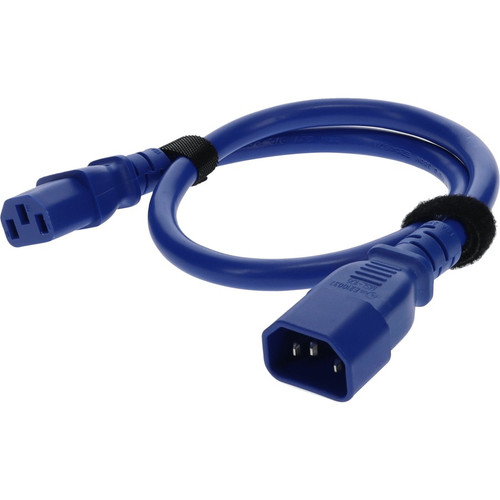 AddOn Power Cord - 2m - C13 Female to C14 Male - 18AWG - 100-250V at 10A - Blue