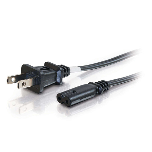 C2G 6ft 18 AWG 2-Slot Non-Polarized Power Cord (NEMA 1-15P to IEC320C7)