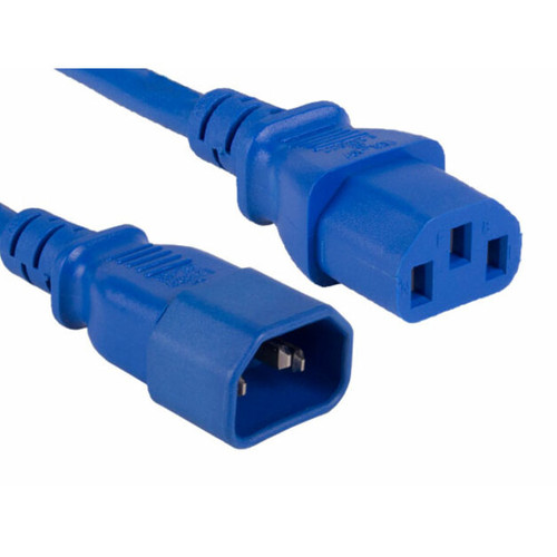 ENET Standard Power Cord - 4ft - C13 Female to C14 Male - 18AWG - 10A 250V - Blue