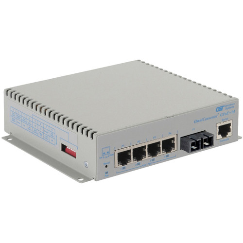 Omnitron Systems 9522-0-14-1 OmniConverter Managed Gigabit PoE+ - MM SC - RJ-45 - Ethernet Fiber Switch